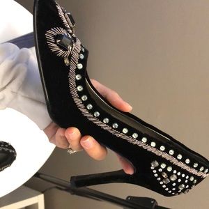 Colin Stuart Shoes - Soft velvet black jeweled pump Colin Stuart Shoes - Soft velvet black jeweled pump